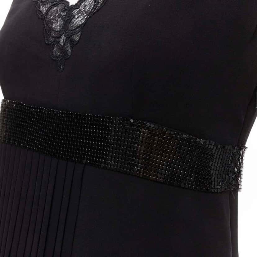 Versace Chainmail Trim Dress Black Silk Never worn - Back View