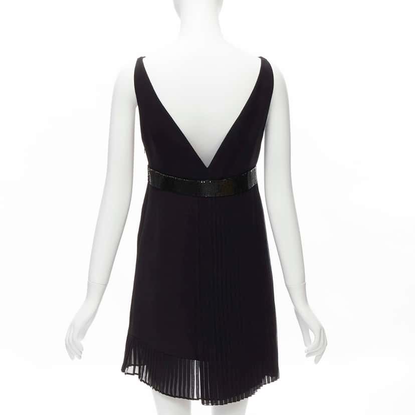 Versace Chainmail Trim Dress Black Silk Never worn - Box View