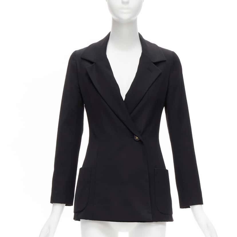 Chanel Black Monogram Blazer Black Wool Very good condition - Front View