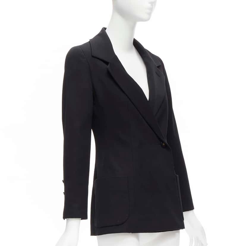 Chanel Black Monogram Blazer Black Wool Very good condition - Inside View
