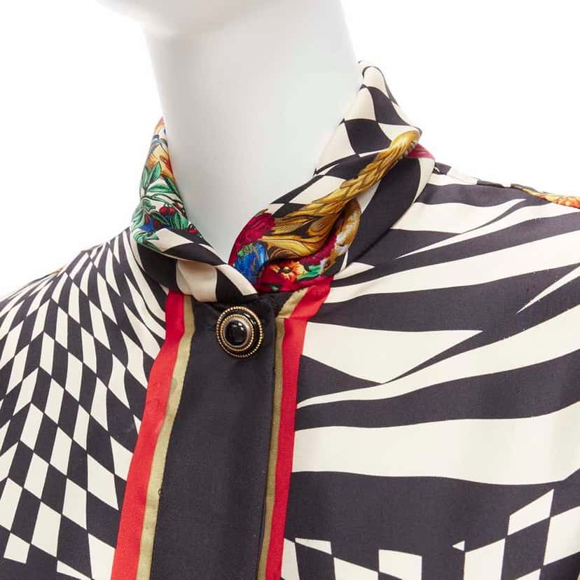 Gianni Versace Graphic Collar Shirt MultiColor Silk Fair condition - Back View