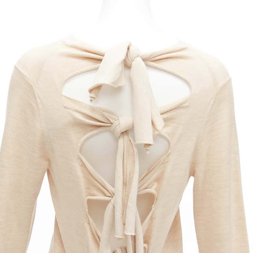 Celine Knot Tie Back Sweater Beige Wool Never worn - Back View