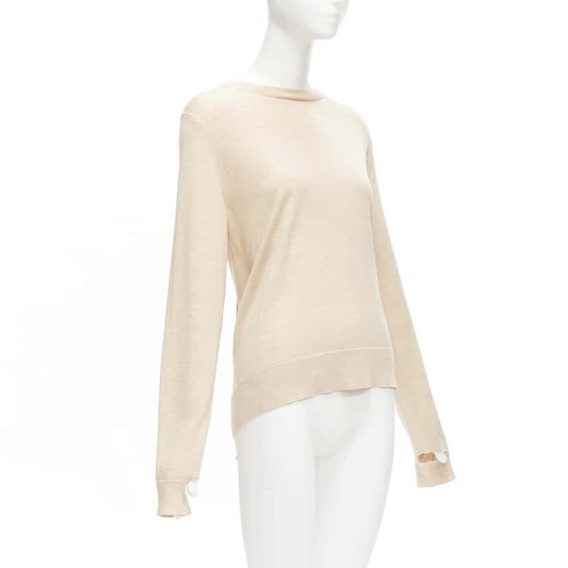 Celine Knot Tie Back Sweater Beige Wool Never worn - Model View