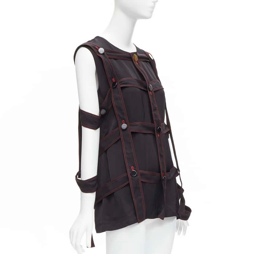 Celine Grid Harness Top Black Viscose Very good condition - Inside View