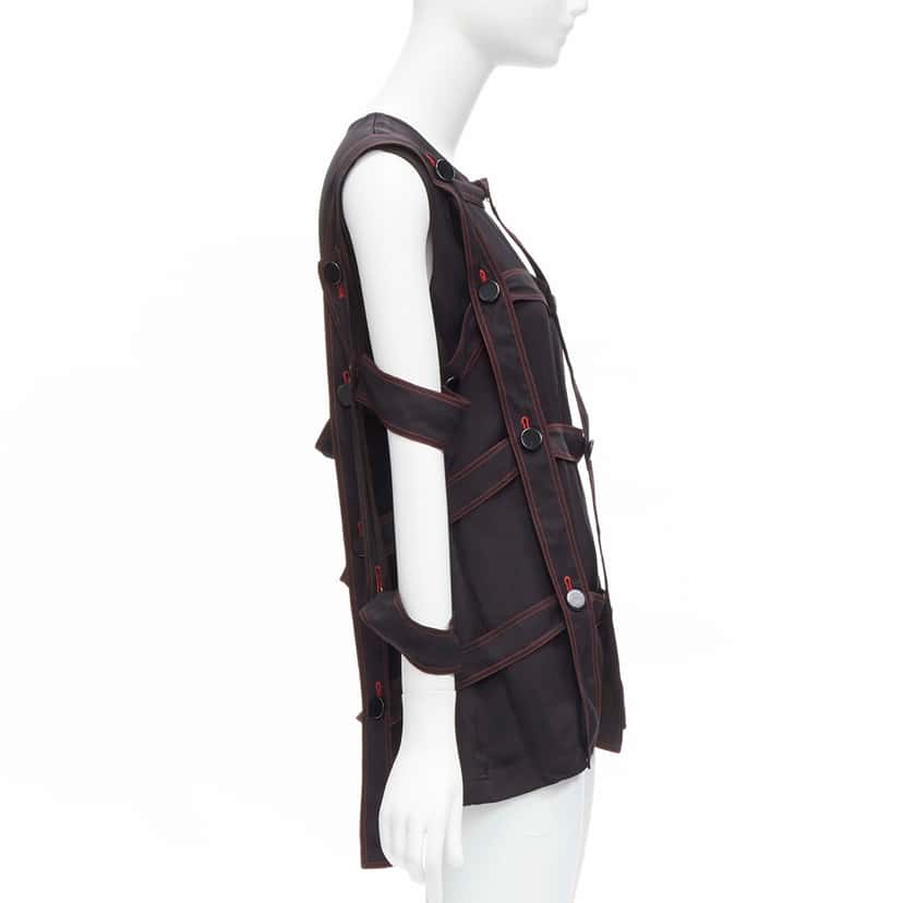 Celine Grid Harness Top Black Viscose Very good condition - Model View