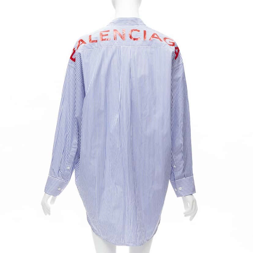 Balenciaga Stripe Oversized Shirt Blue Cotton Never worn, with tag - Front View