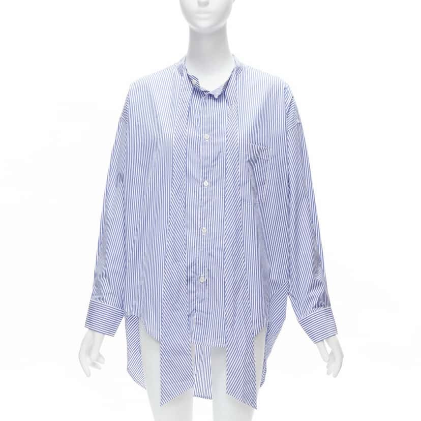 Balenciaga Stripe Oversized Shirt Blue Cotton Never worn, with tag - Inside View