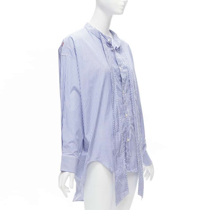 Balenciaga Stripe Oversized Shirt Blue Cotton Never worn, with tag - Model View