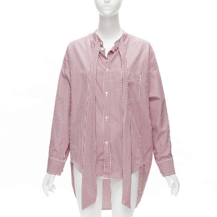 Balenciaga Stripe Oversized Shirt Red Cotton Never worn - Inside View