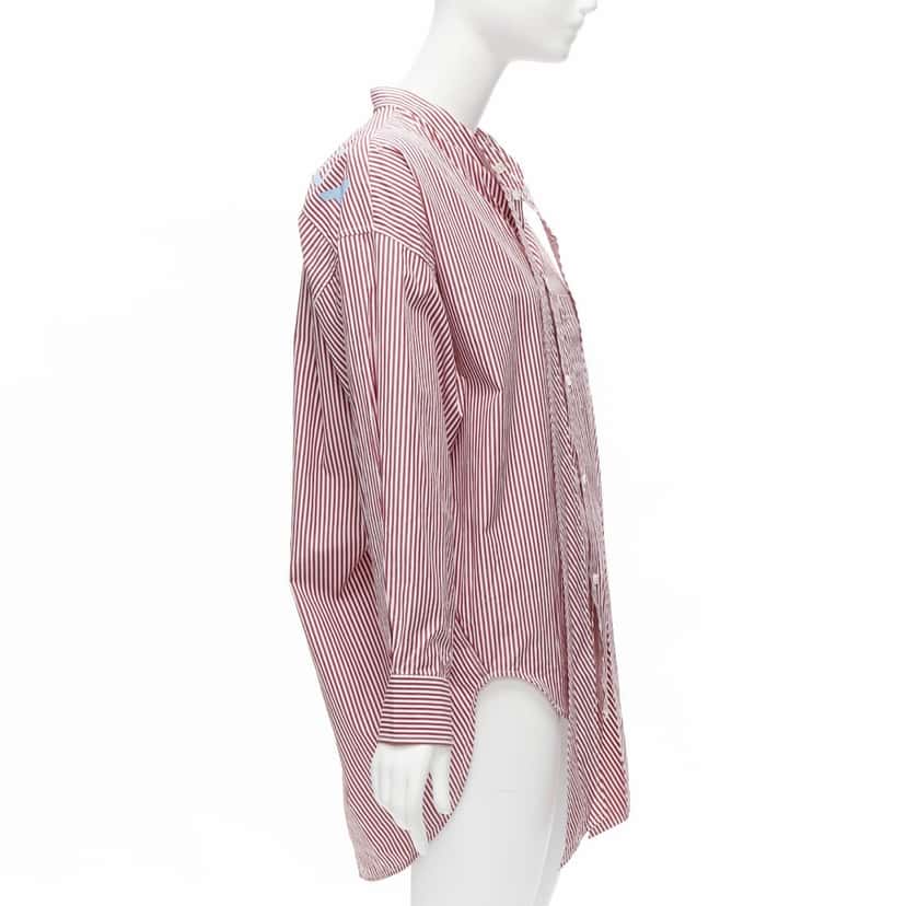 Balenciaga Stripe Oversized Shirt Red Cotton Never worn - Box View