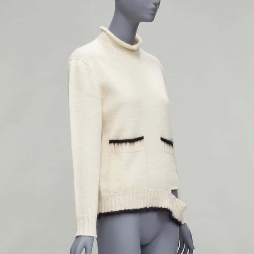 Celine Cutout Turtleneck Sweater Ecru Cashmere Never worn - Inside View