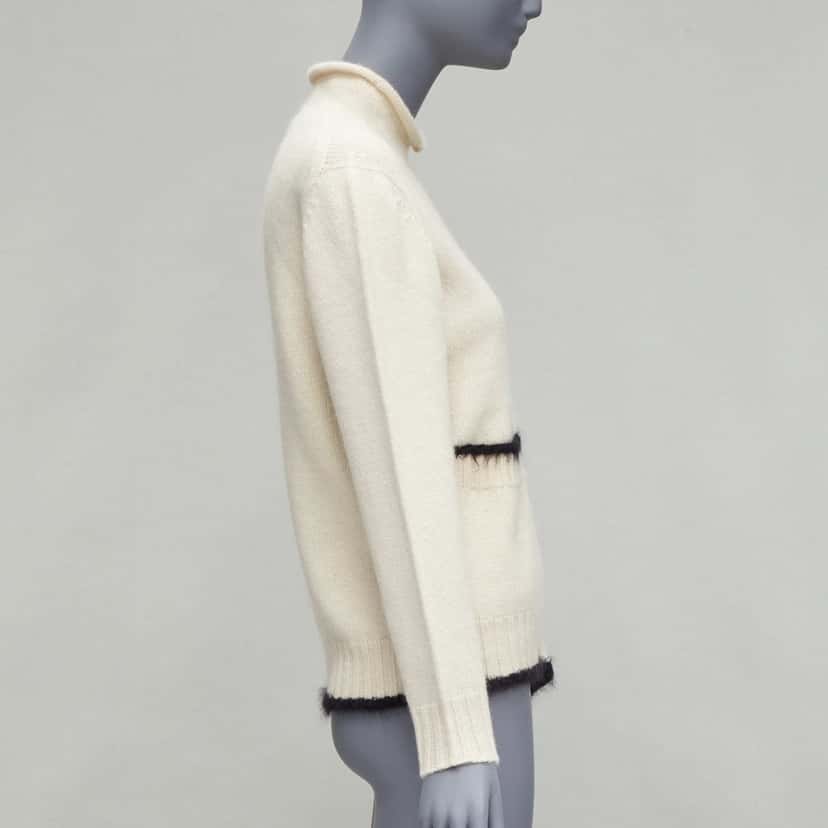 Celine Cutout Turtleneck Sweater Ecru Cashmere Never worn - Model View