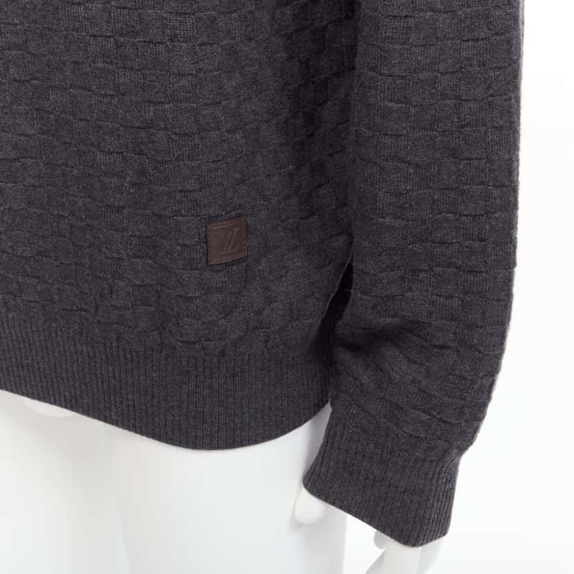 Louis Vuitton Checks Patch Sweater Grey Wool Never worn - Back View