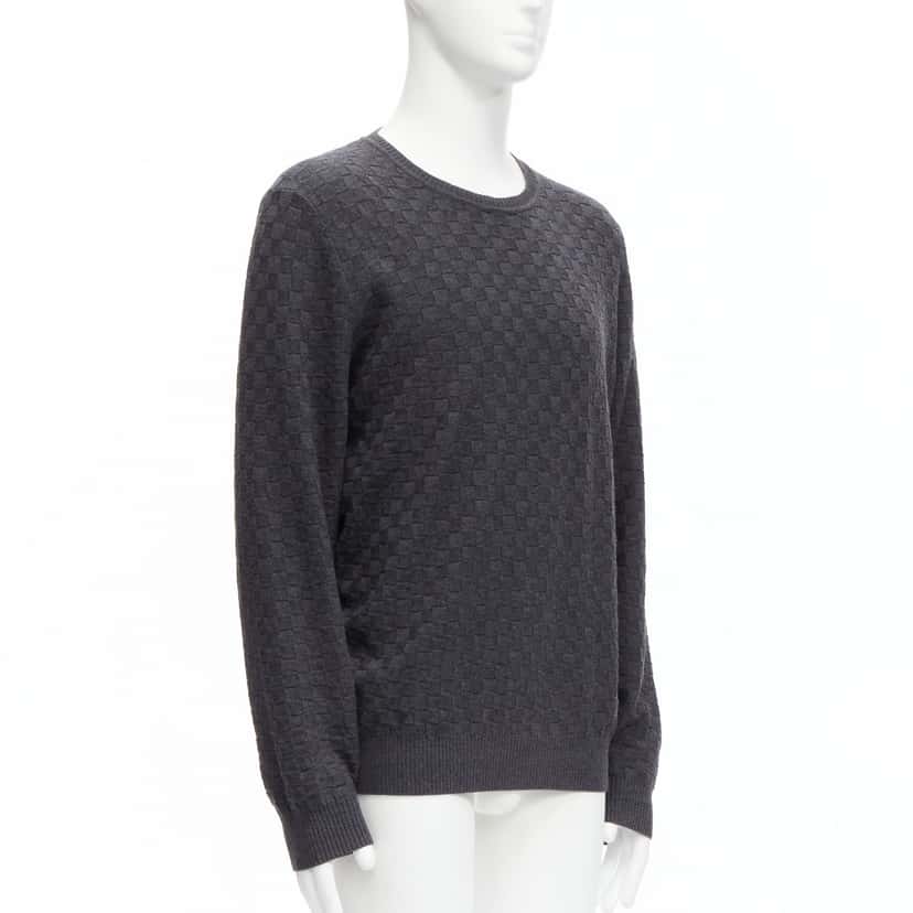 Louis Vuitton Checks Patch Sweater Grey Wool Never worn - Inside View