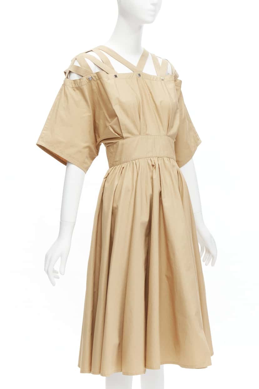 Thierry Mugler Studs Dress Khaki Cotton Good condition - Inside View