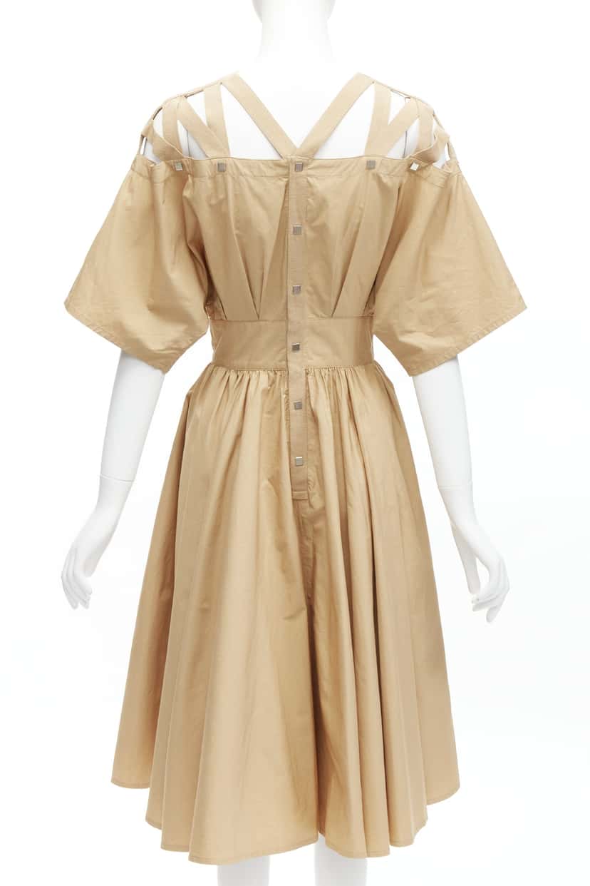 Thierry Mugler Studs Dress Khaki Cotton Good condition - Box View