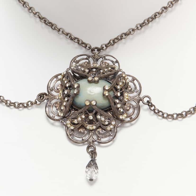 Dolce & Gabbana Baroque Chandelier Necklace Silver Metal Never worn, with tag - Back View