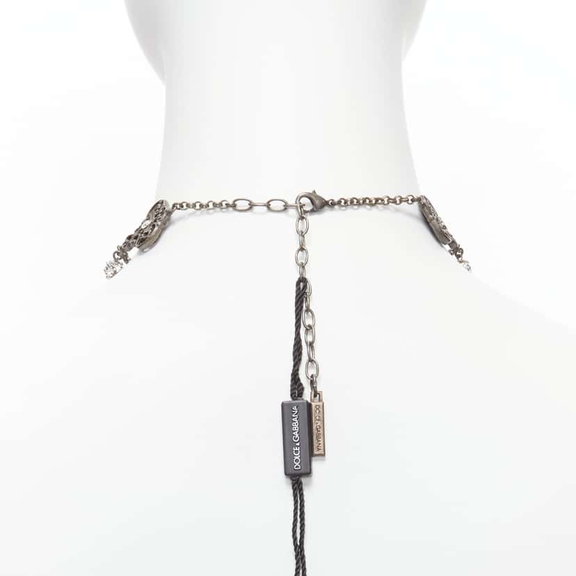 Dolce & Gabbana Baroque Chandelier Necklace Silver Metal Never worn, with tag - Box View