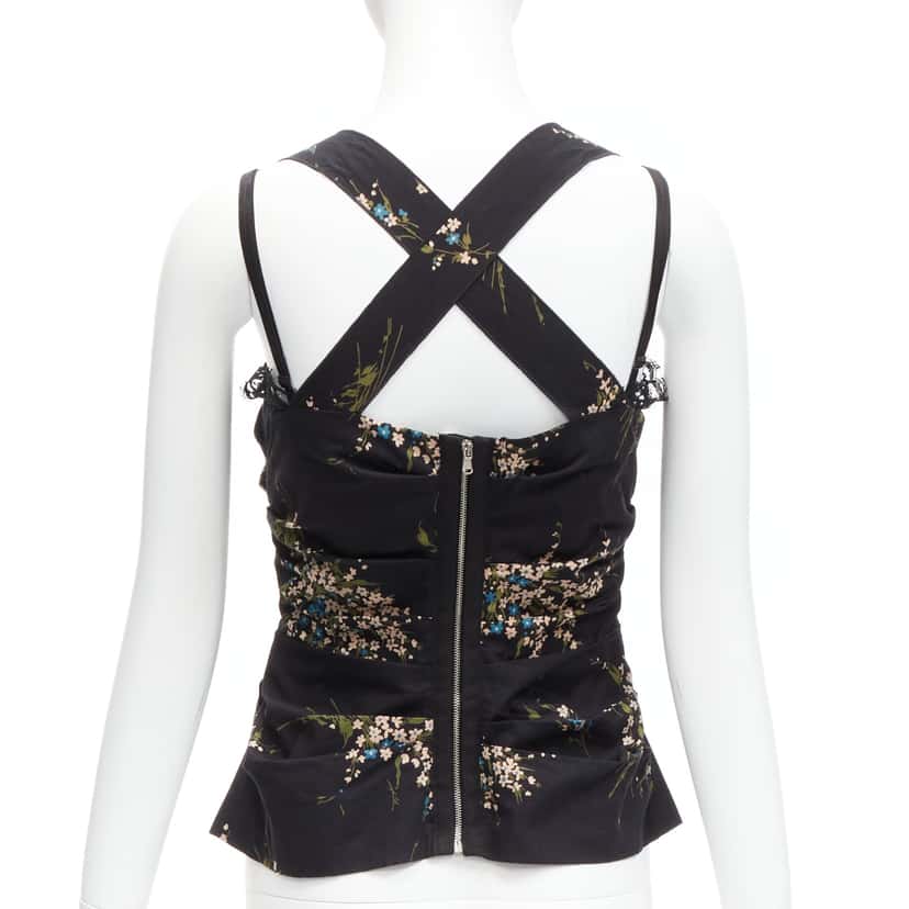 Dolce & Gabbana Floral Lace Corset Black Cotton Never worn - Back View