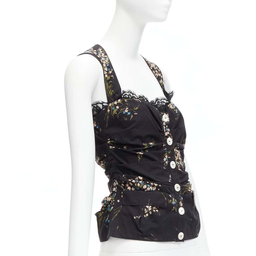 Dolce & Gabbana Floral Lace Corset Black Cotton Never worn - Inside View
