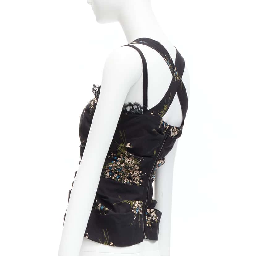 Dolce & Gabbana Floral Lace Corset Black Cotton Never worn - Box View