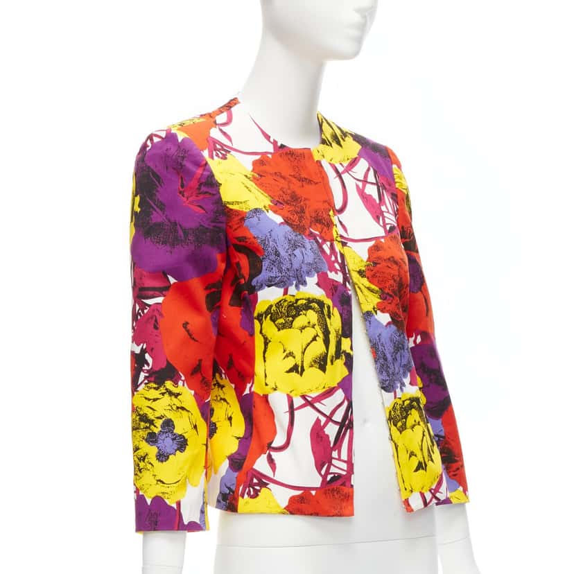 Gianni Versace Rose Print Cropped Jacket Red Cotton Never worn - Model View