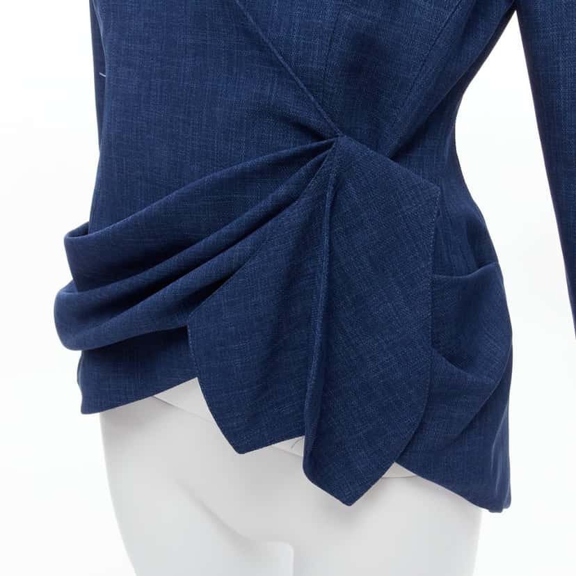 Thierry Mugler Blue Drape Collar Blazer Blue Polyester Never worn - Back View