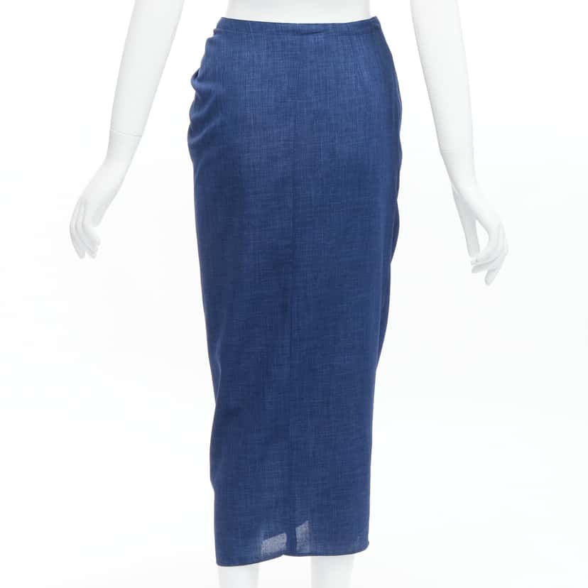 Thierry Mugler Drape Wrap Skirt Blue Polyester Never worn - Box View