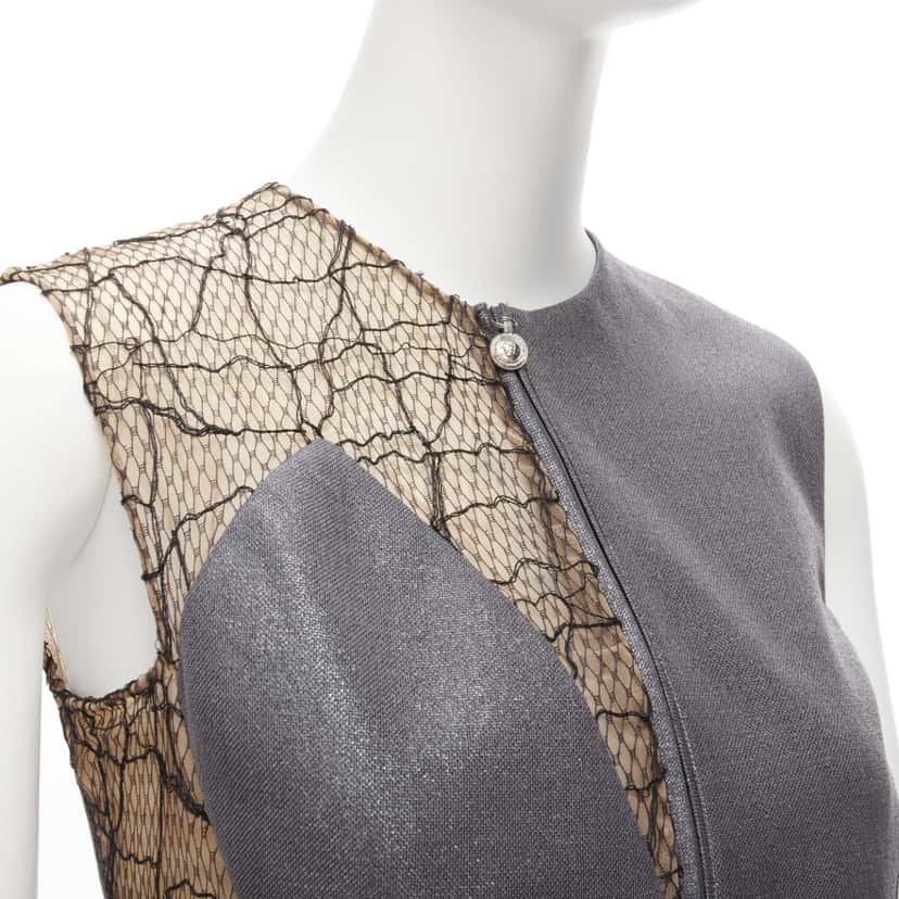Gianni Versace Lace Vest Pants Grey Wool Never worn - Back View