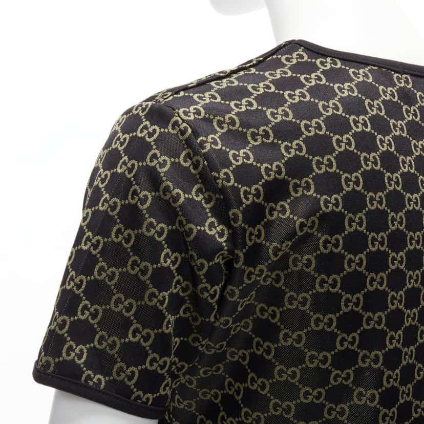 Gucci Monogram Ringer Top Gold Polyester Never worn - Back View