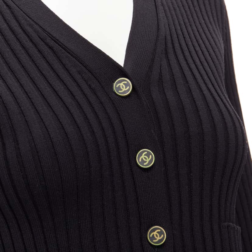 Chanel Gold Button Cardigan Black Never worn - Back View