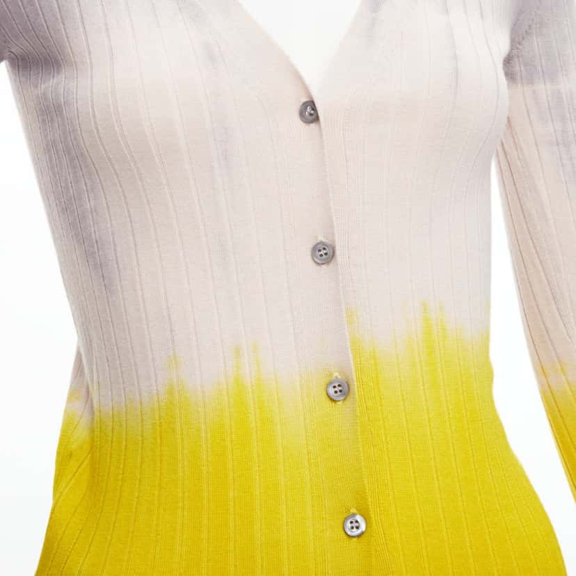 Prada Ombre Ribbed Cardigan Yellow Wool Never worn - Back View