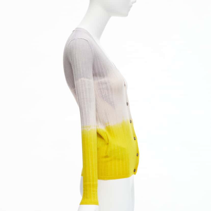 Prada Ombre Ribbed Cardigan Yellow Wool Never worn - Box View