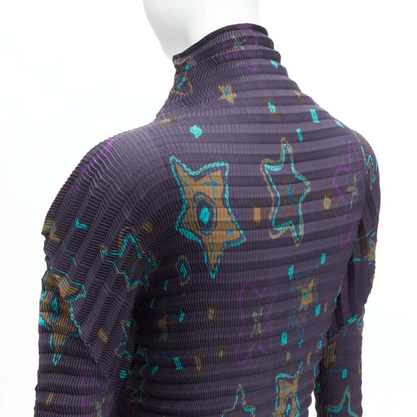 Pleats Please Star Collar Pleats Navy Polyester Never worn - Back View