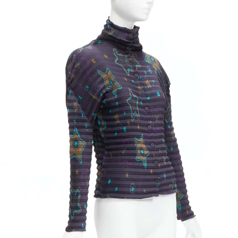 Pleats Please Star Collar Pleats Navy Polyester Never worn - Inside View