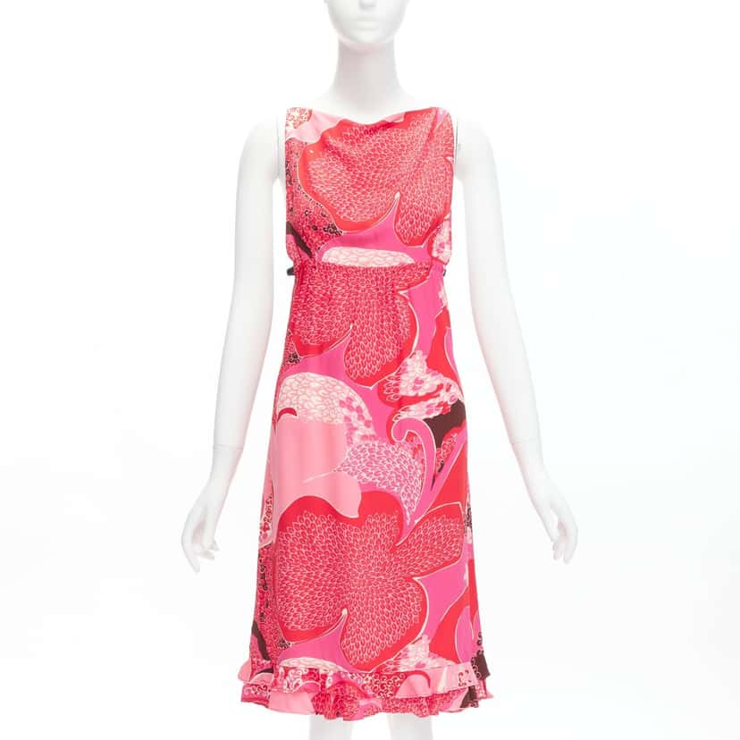 Gucci Floral Cutout Dress Red Silk Never worn - Inside View