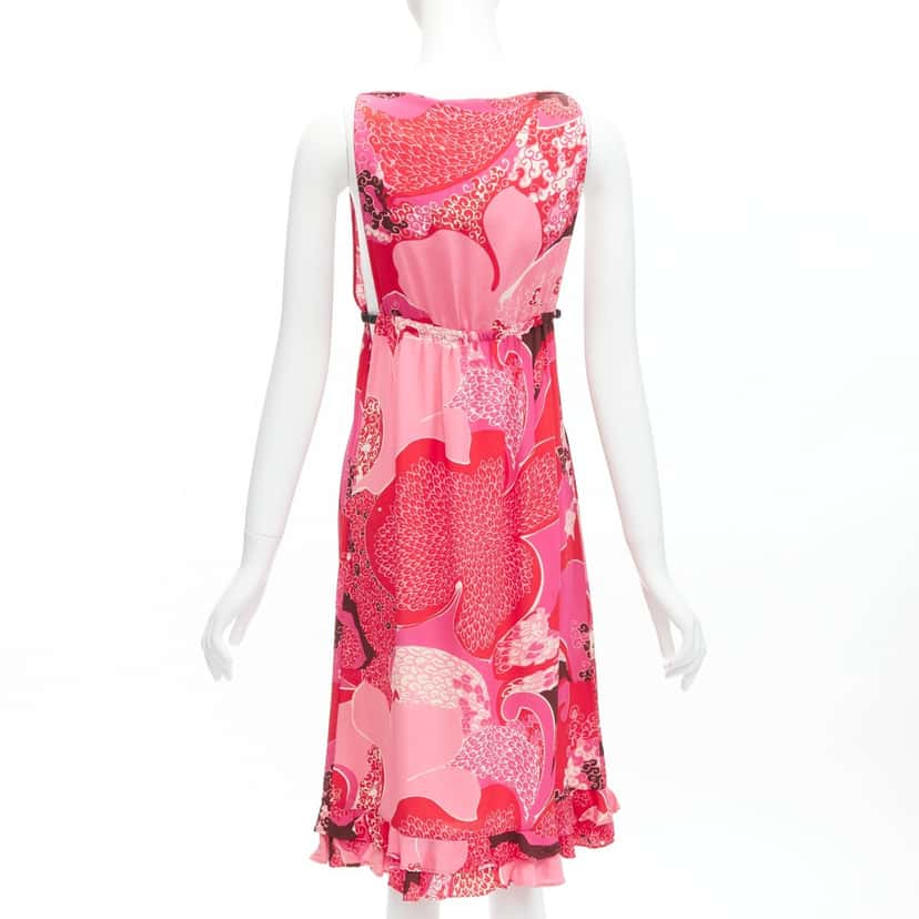Gucci Floral Cutout Dress Red Silk Never worn - Box View