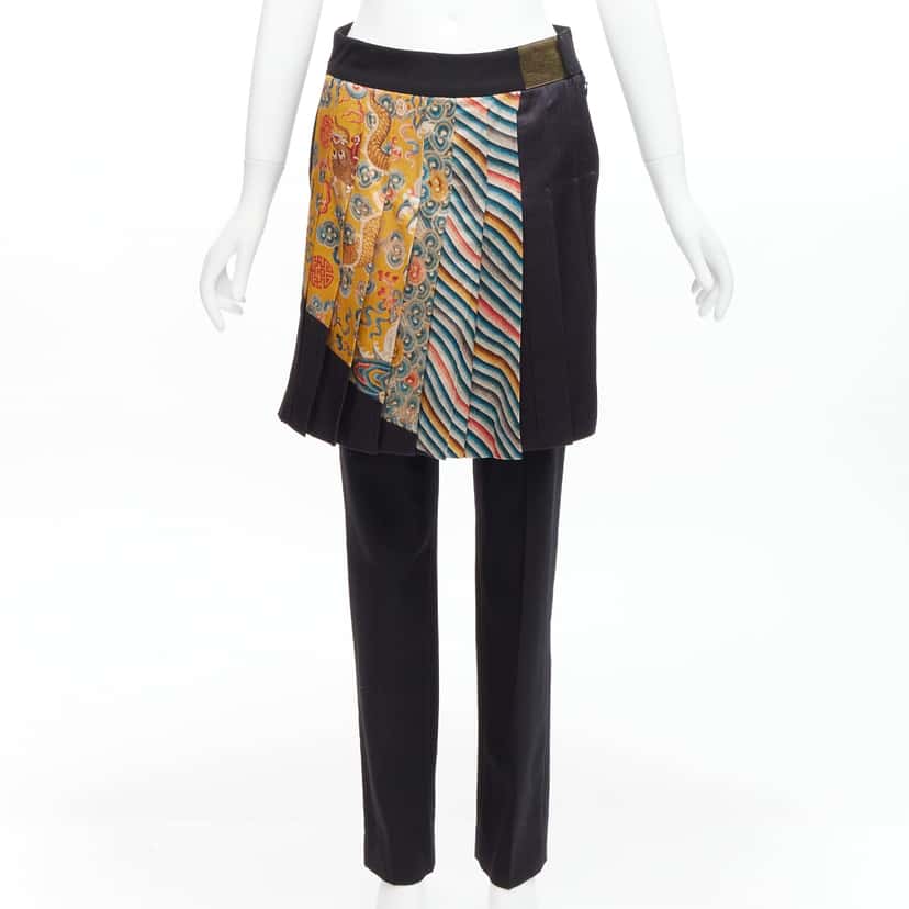 Dries Van Noten Dragon Kilt Pants Black Wool Never worn, with tag - Front View