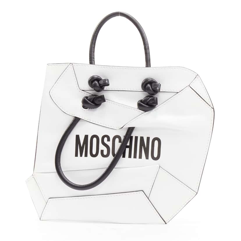 Moschino 2D Tote Clutch White Leather Never worn, with tag - Front View