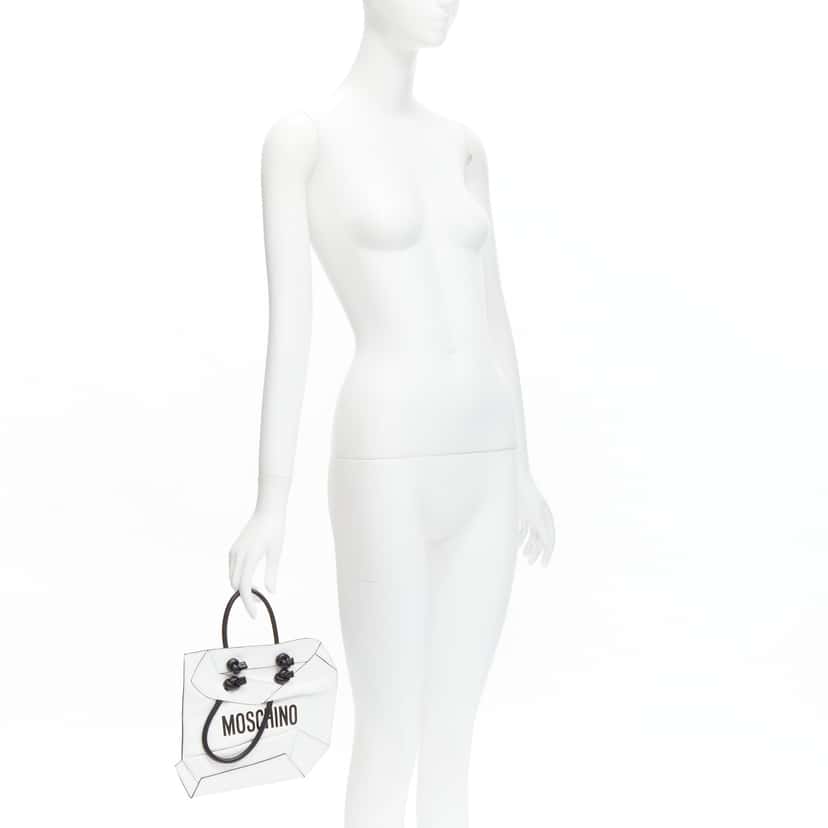 Moschino 2D Tote Clutch White Leather Never worn, with tag - Back View