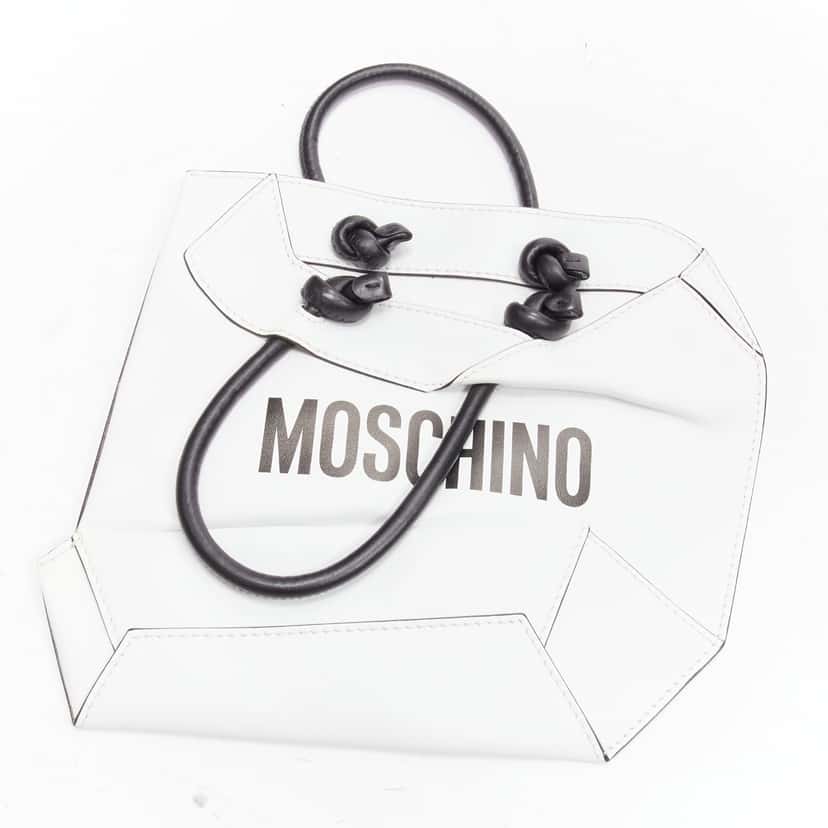 Moschino 2D Tote Clutch White Leather Never worn, with tag - Box View