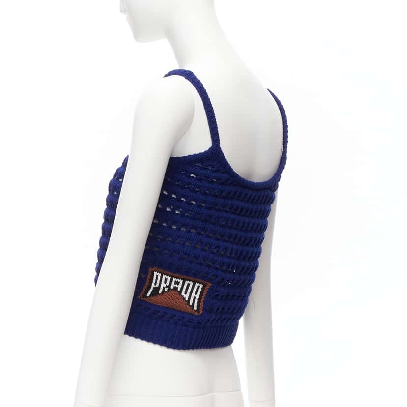 Prada Crochet Knit Tank Blue Polyester Never worn - Front View