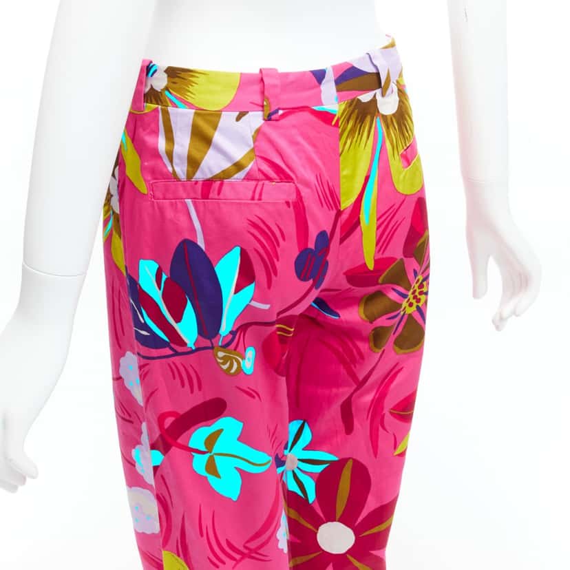 Gucci Floral Straight Pants Pink Cotton Never worn, with tag - Back View