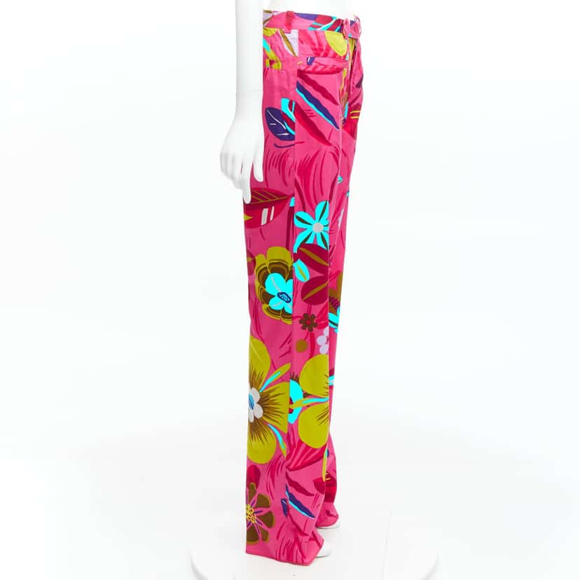 Gucci Floral Straight Pants Pink Cotton Never worn, with tag - Model View