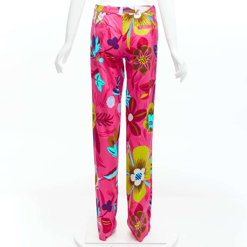 Gucci Floral Straight Pants Pink Cotton Never worn, with tag - Box View