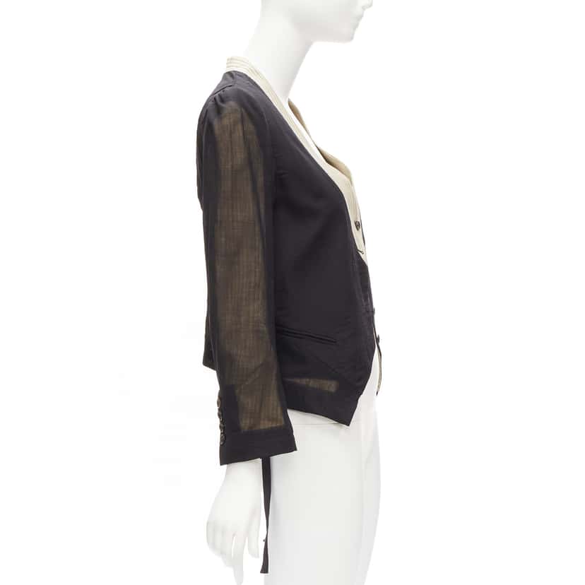 Ann Demeulemeester Sheer Topstitched Jacket Black Wool Very good condition - Box View