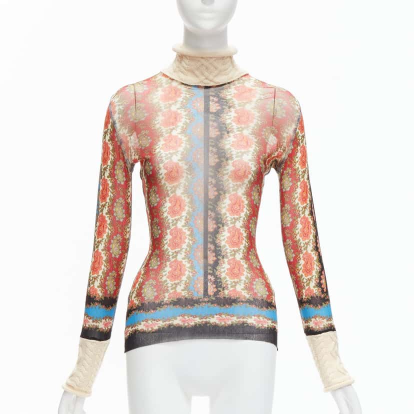 Jean Paul Gaultier Paisley Knit Turtleneck MultiColor Polyamide Very good condition - Front View