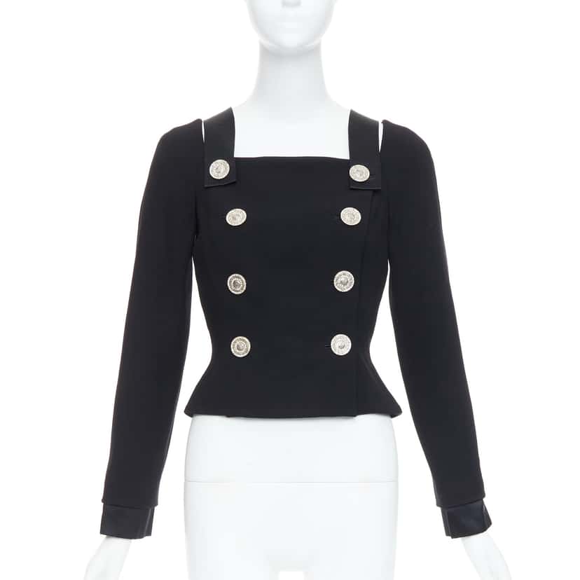 Gianni Versace Crystal Bondage Top Black Cotton Very good condition - Front View