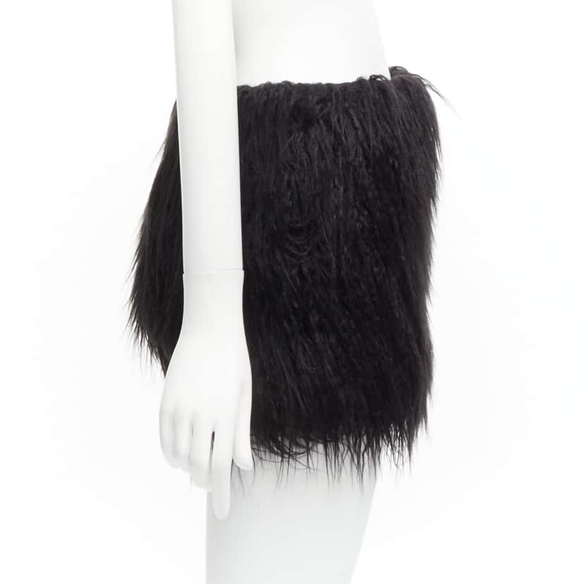 Saint Laurent Faux Fur Skirt Black Never worn, with tag - Inside View