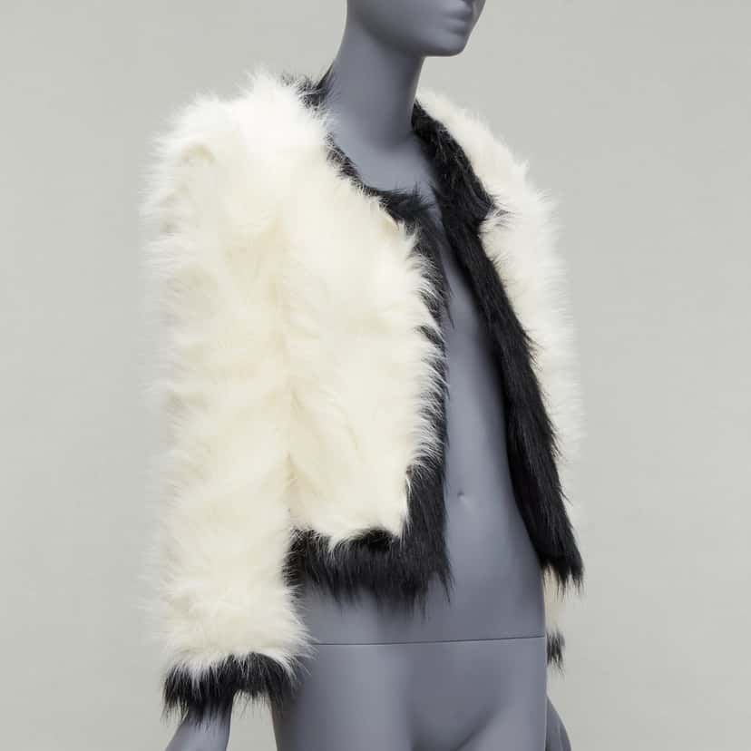 Saint Laurent Cream Faux Fur Jacket White Never worn, with tag - Inside View